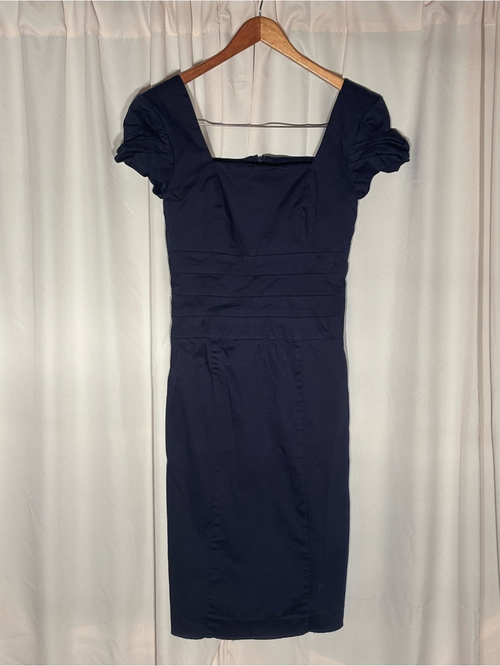 Vero Moda Navy Blue, Bell Sleeve, Square Neck, Knee Length Dress